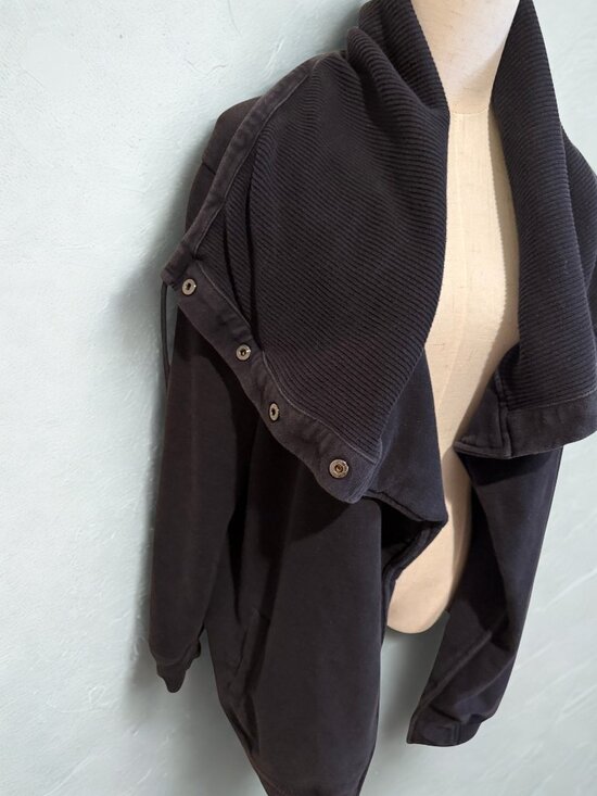 Athleta Tops - Athleta Black Drape Sweatshirt Cardigan Size L - Cozy Chunky Collar